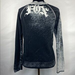 Fox Racing Black & Grey V-Neck Long Sleeve Knit Sweater